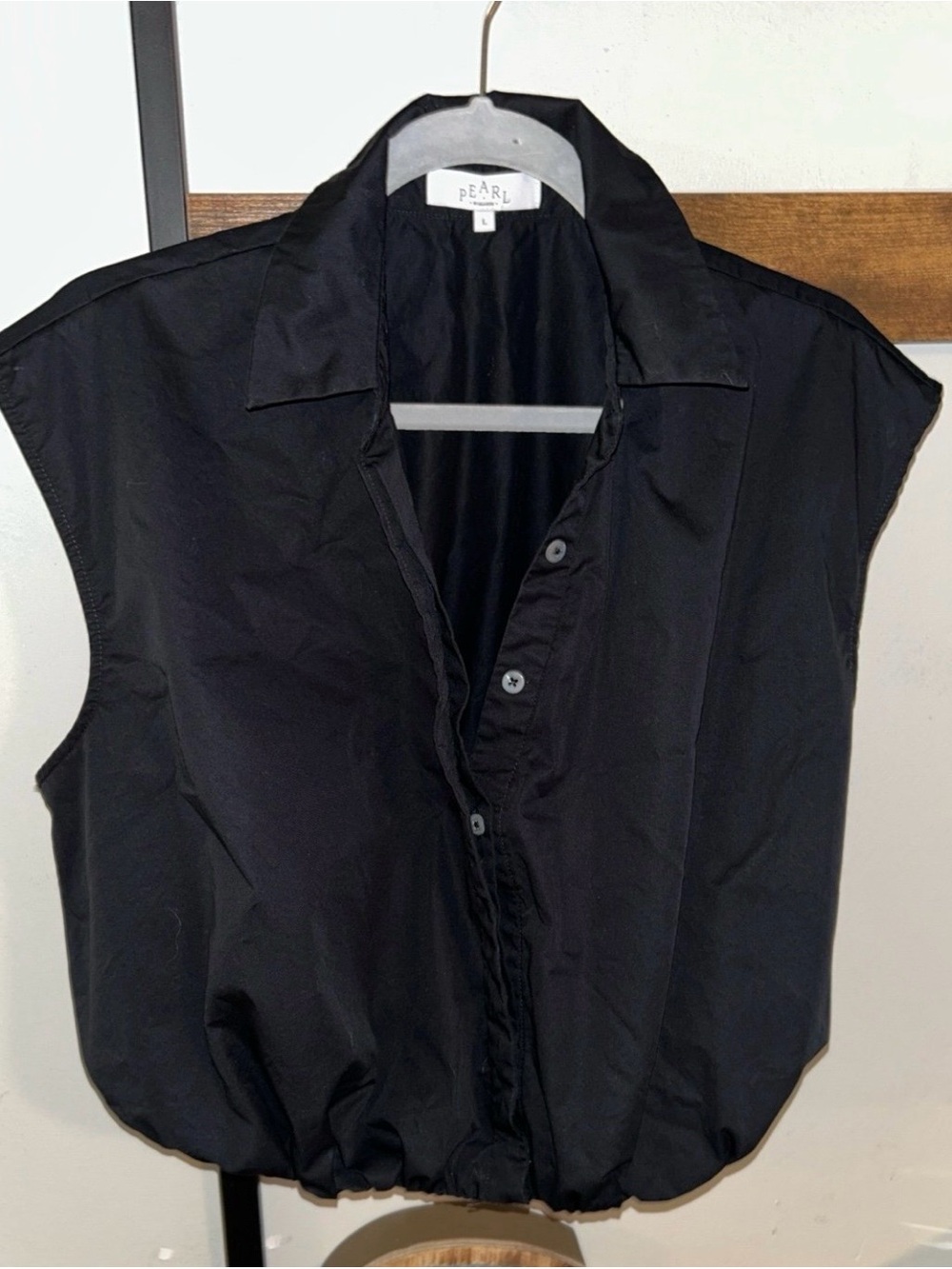 Women’s Sz L Pearl by Lela Rose Top Sleeveless Cropped bubble hem